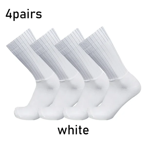 Chaussettes 4 paies / ensembles aéro couleur pure cyclisme silicone sport non glissé pro racing bicycle chaussettes de calcitines fraîches d'été ciclismo – Image 2