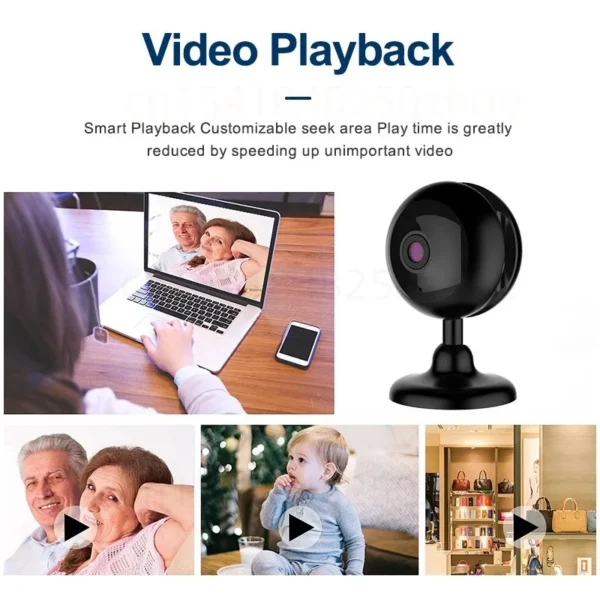Caméra HD sans fil intérieur sans fil Smart Voice Interphone Small Nanny Night Vision IP Cam Motion Alertes Miniature Camera – Image 5