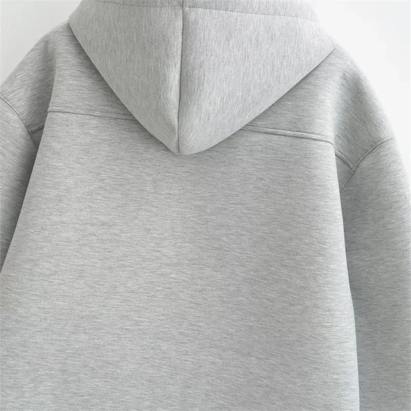Hiver Nouvel capuche pour la fermeture à glissière féminine Double poches surdimension – Image 5