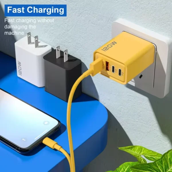 Xiaomi 120W Super Fast Charger 4 Port USB C PD Ultra Fast Charger Quick Cable Type C Charging For Xiaomi iPhone Samsung Charger – Image 3