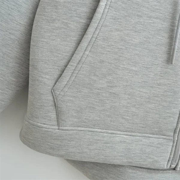 Hiver Nouvel capuche pour la fermeture à glissière féminine Double poches surdimension – Image 6