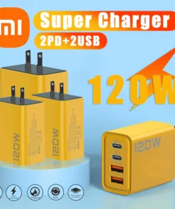 Xiaomi 120W Super Fast Charger 4 Port USB C PD Ultra Fast Charger Quick Cable Type C Charging For Xiaomi iPhone Samsung Charger