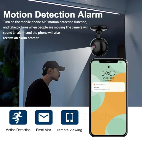 Caméra HD sans fil intérieur sans fil Smart Voice Interphone Small Nanny Night Vision IP Cam Motion Alertes Miniature Camera – Image 2