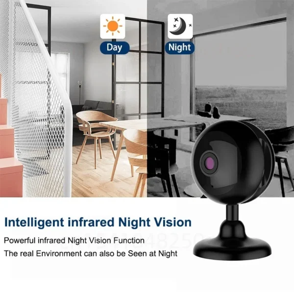 Caméra HD sans fil intérieur sans fil Smart Voice Interphone Small Nanny Night Vision IP Cam Motion Alertes Miniature Camera – Image 3