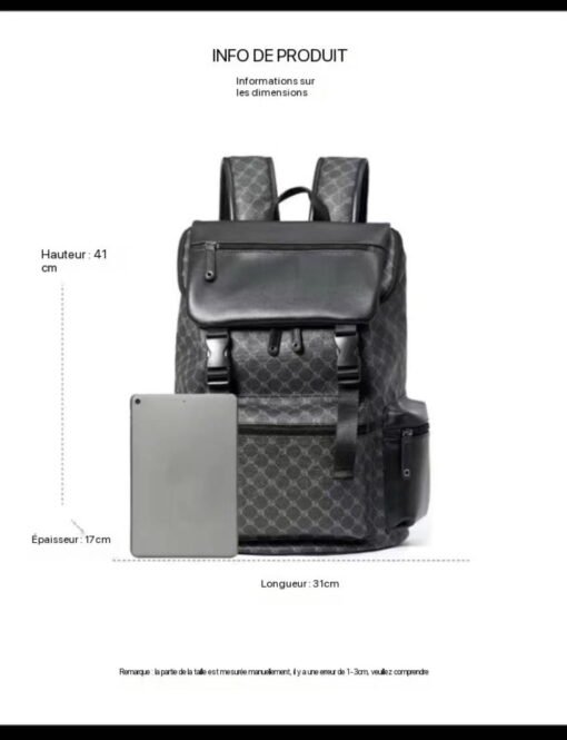 sac à dos mode européenne et américaine sac à dos à carreaux version coréenne sac pour hommes marque tendance grande capacité sac de voyage livre de loisirs – Image 2