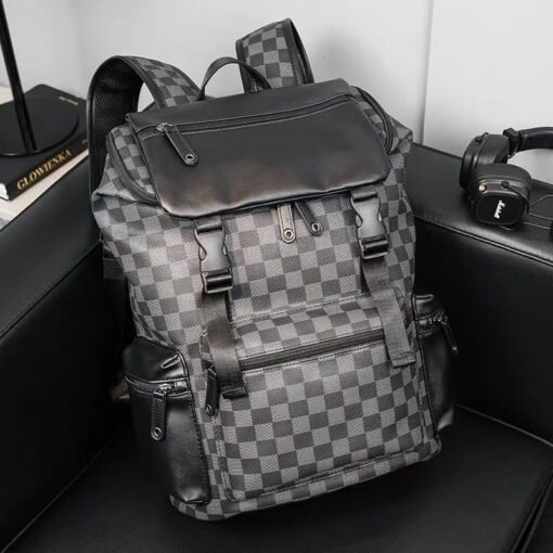 sac à dos mode européenne et américaine sac à dos à carreaux version coréenne sac pour hommes marque tendance grande capacité sac de voyage livre de loisirs – Image 3