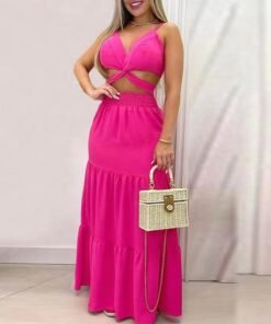 Vêtements pour femmes de grande taille, été nouveauté gilet à lacets taille haute jupe longue mi-longue mode costume décontracté