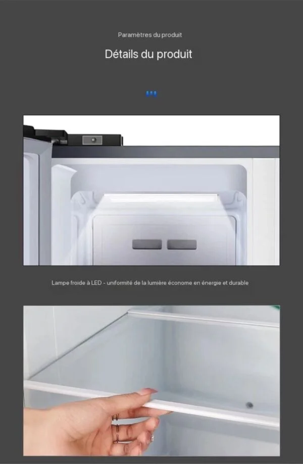 Réfrigérateur à double ouverture croisée, quatre portes, première classe énergétique, ultra-fin, encastrable, grande capacité, sans givre, pour usage domestique – Image 4
