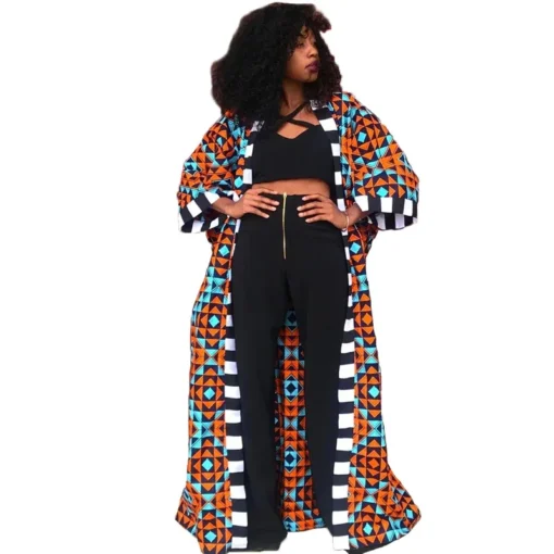 Vêtements africains pour femmes automne hiver, manteau long chemise imprimée, cardigan robe africaine, robes africaines pour femmes. – Image 4