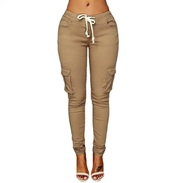Pantalon Cargo Ajusté en Polyester Mode Automne pour Femmes