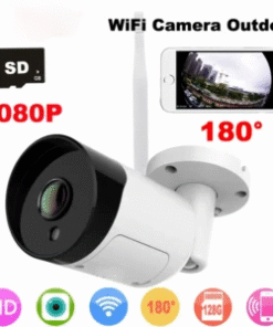 Caméra IP WiFi 2.0MP avec objectif panoramique fisheye 180 degrés, caméra CCTV extérieure 1080P avec vision nocturne, étanche