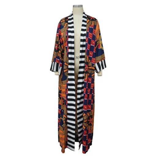 Vêtements africains pour femmes automne hiver, manteau long chemise imprimée, cardigan robe africaine, robes africaines pour femmes. – Image 5