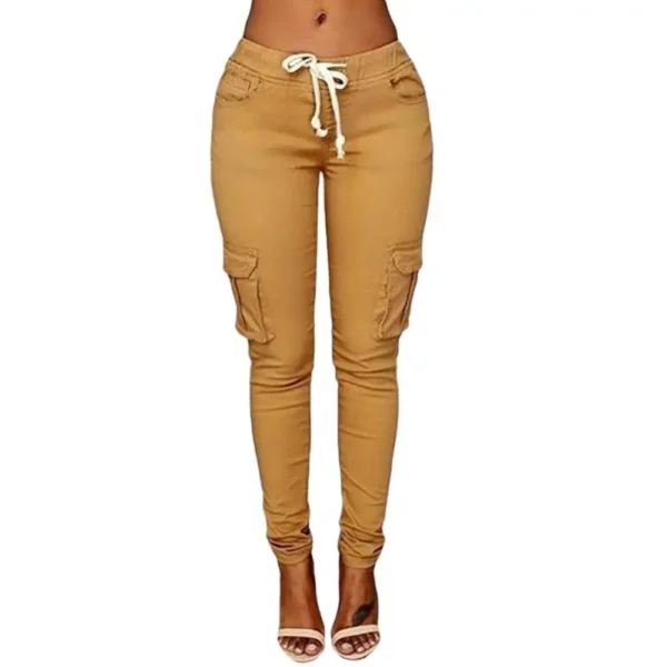 Pantalon Cargo Ajusté en Polyester Mode Automne pour Femmes – Image 4