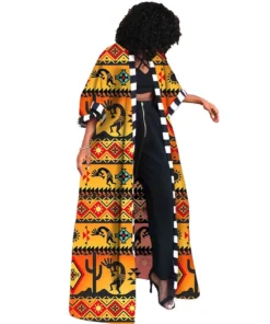 Alternative view of Vêtements africains pour femmes automne hiver, manteau long chemise imprimée, cardigan robe africaine, robes africaines pour femmes.