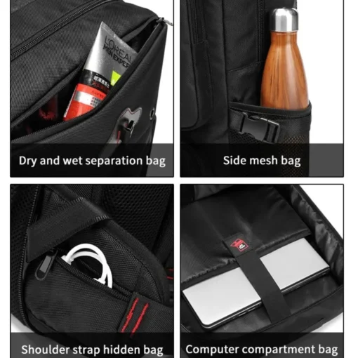 Men 35/50/60/80L Travel Backpack Laptop Business Dual Use Backpack Expandable USB Port Bag Large Capacity Waterproof Backpack – Image 4