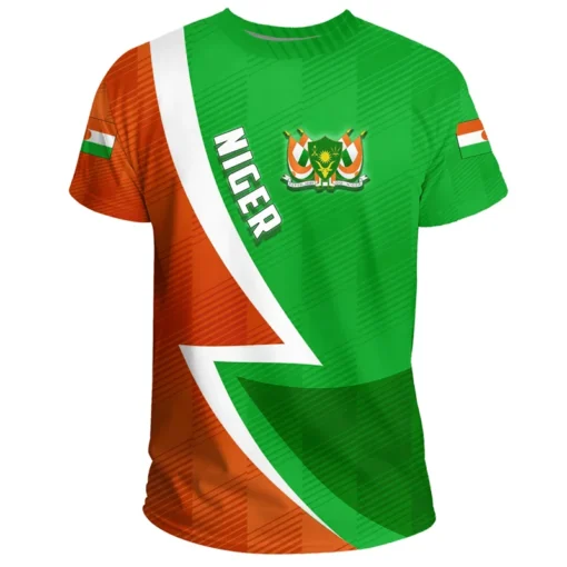 T-shirt graphique avec carte et drapeau du Niger, manches courtes pour garçons d'Afrique. T-shirt décontracté avec écusson, emblème national, pour hommes et enfants