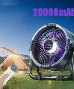 Mini Air Cooler Camping Fan Rechargeable Intelligent Remote Control With Night Light 20000mahcirculator Cooling Power Bank Room