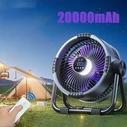 Mini Air Cooler Camping Fan Rechargeable Intelligent Remote Control With Night Light 20000mahcirculator Cooling Power Bank Room