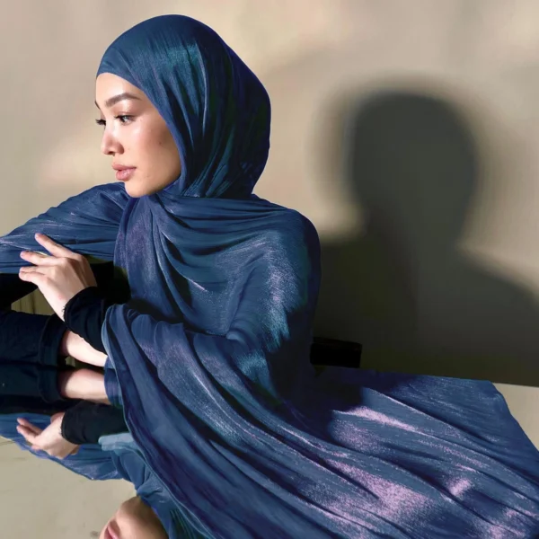 18 couleurs Hijab Femme Écharpe Brillante Musulmane Longue Foulard Léger Turban Doux Châle Organza Satin Scintillant – Image 2