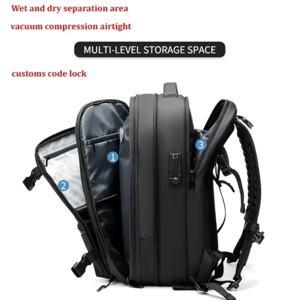 vacuum compression Travel Men Backpack 17 inch Laptop Business for Pumps Large Capacity school Backpack Expanded Hiking backpack – Image 3