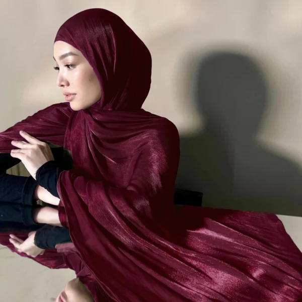 18 couleurs Hijab Femme Écharpe Brillante Musulmane Longue Foulard Léger Turban Doux Châle Organza Satin Scintillant – Image 3