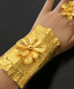 Bracelets et Bagues Couleur Or pour Femmes, Bijoux Charmants Indiens, Bracelet Bijou de Mariage Arabe, Cadeaux pour Banquets et Fêtes.