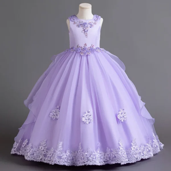Nouvelle robe de fête de fille élégante magnifique robe de bal grande robe collective de fête de remise des diplômes de 4 à 12 ans robe princesse Halloween – Image 2