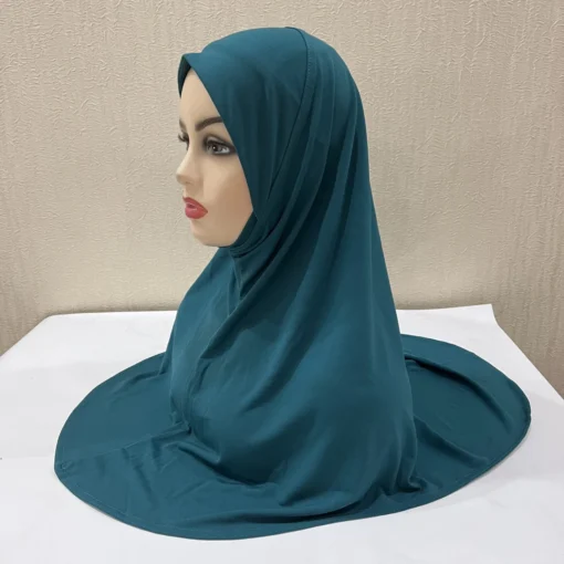 Grands Foulards Unis pour Filles, Hijab Musulman avec Partie Menton, Écharpe Islamique de Haute Qualité à Enfiler, Écharpe de Prière Ramadan Très Demandée – Image 4
