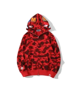Alternative view of camouflage tendance avec motif requin, 100 % coton, pour hommes et femmes. Fine broderie, coupe ample en coton pur, avec capuche en peluche