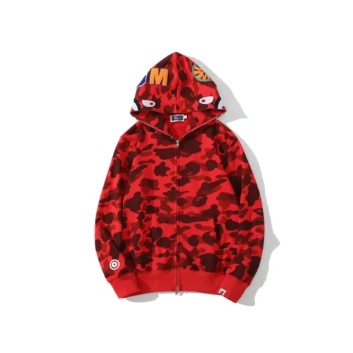 camouflage tendance avec motif requin, 100 % coton, pour hommes et femmes. Fine broderie, coupe ample en coton pur, avec capuche en peluche – Image 2