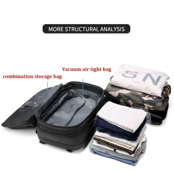 vacuum compression Travel Men Backpack 17 inch Laptop Business for Pumps Large Capacity school Backpack Expanded Hiking backpack – Image 2