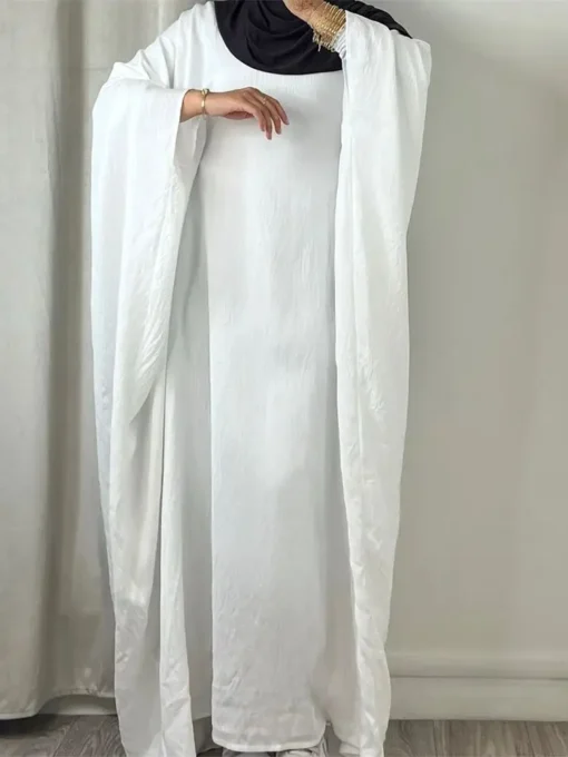Crêpe douce d'été comme lin khimar papillon batwing abaya dubai luxe 2024 Islam musulman kaftan modeste robe pour femmes kebaya – Image 3