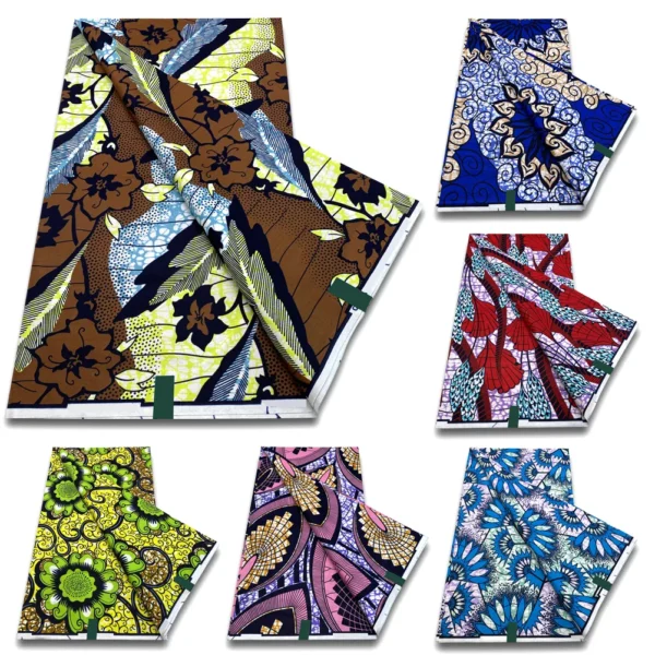 Prix de Gros Tissus Africains en Véritable Wax Imprimés, Tissu Wax 100% Coton, Wax Garanti Véritable Matériel de Couture Original