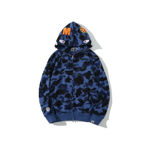 camouflage tendance avec motif requin, 100 % coton, pour hommes et femmes. Fine broderie, coupe ample en coton pur, avec capuche en peluche – Image 3