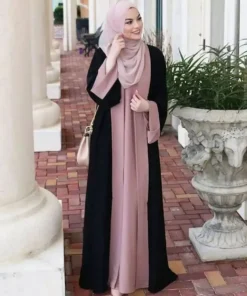 Abaya de luxe Dubaï pour femmes, Eid Ramadan, Kaftan musulman avec faux deux pièces, robe modeste, Caftan islamique marocain pour femme