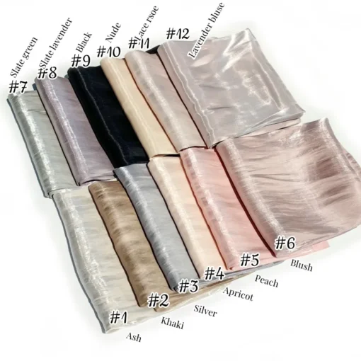 18 couleurs Hijab Femme Écharpe Brillante Musulmane Longue Foulard Léger Turban Doux Châle Organza Satin Scintillant – Image 5