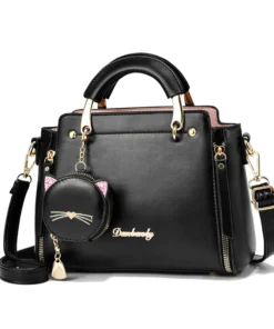 Alternative view of Women's Versatile Liberal Shoulder Messenger Bag Cat Ornament New Trendy Fashion Women's Handbag Haifei 25X10X19CM