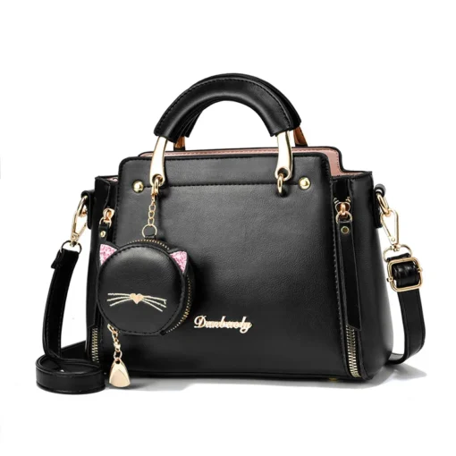 Women's Versatile Liberal Shoulder Messenger Bag Cat Ornament New Trendy Fashion Women's Handbag Haifei 25X10X19CM – Image 2