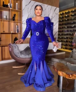 Nouvelle collection de robes de soirée de luxe. Robes africaines de fête en sequins et en maille, élégante robe sirène pour femmes africaines