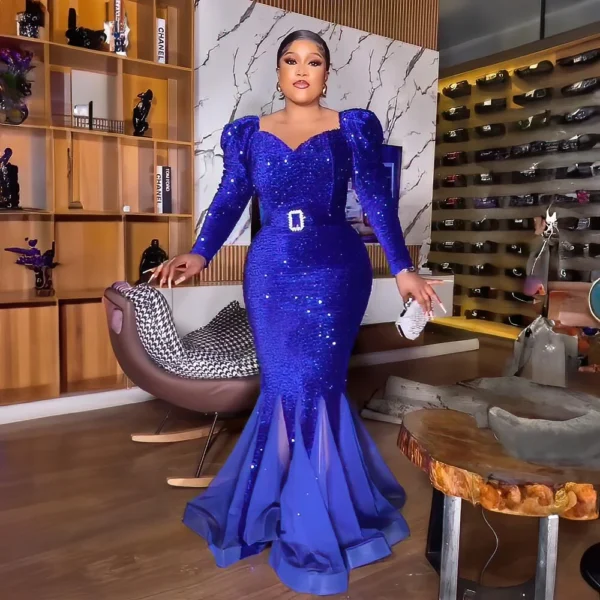 Nouvelle collection de robes de soirée de luxe. Robes africaines de fête en sequins et en maille, élégante robe sirène pour femmes africaines