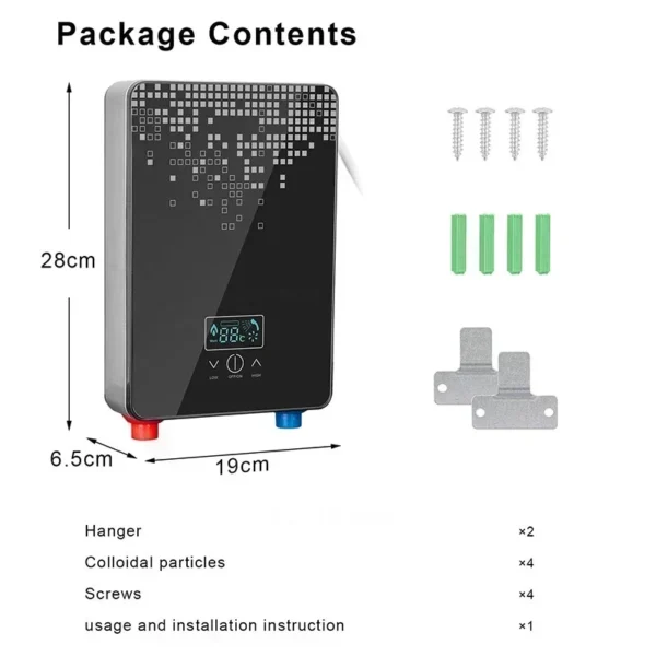 Chauffe-eau électrique instantané sans réservoir, chauffe-eau pour salle de bain 110V/220V, douche sans réservoir avec thermostat intelligent, sûr et automatique – Image 6