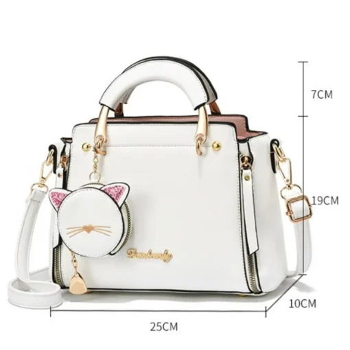 Women's Versatile Liberal Shoulder Messenger Bag Cat Ornament New Trendy Fashion Women's Handbag Haifei 25X10X19CM – Image 6