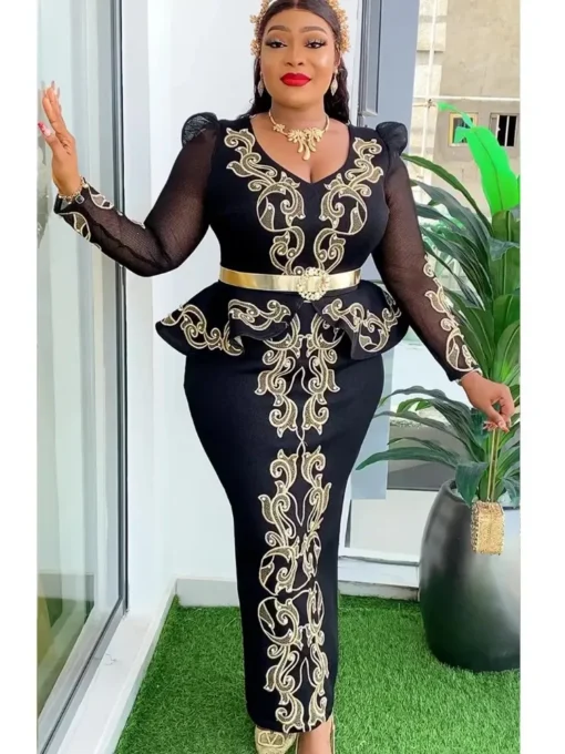 Robes Africaines Élégantes pour Femmes 2024 : Nouveaux Vêtements Africains Grande Taille, Tenue de Mariage Turque, Robe Longue de Soirée Dashiki, Ensembles Ankara et Robe – Image 3