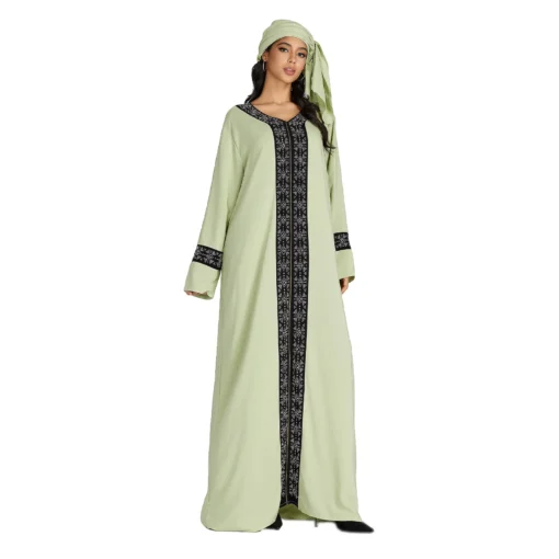 Grande taille 2024 Caftan traditionnel en coton, robe marocaine de plage ou maison, dashiki, abaya à manches courtes, robe de couverture africaine pour femmes – Image 3