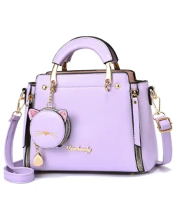 Women's Versatile Liberal Shoulder Messenger Bag Cat Ornament New Trendy Fashion Women's Handbag Haifei 25X10X19CM