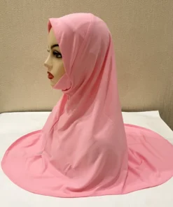 Alternative view of Grands Foulards Unis pour Filles, Hijab Musulman avec Partie Menton, Écharpe Islamique de Haute Qualité à Enfiler, Écharpe de Prière Ramadan Très Demandée