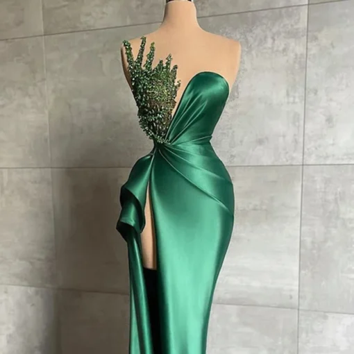 Luxe vert Robes de soirée élégantes Sirène – Image 5