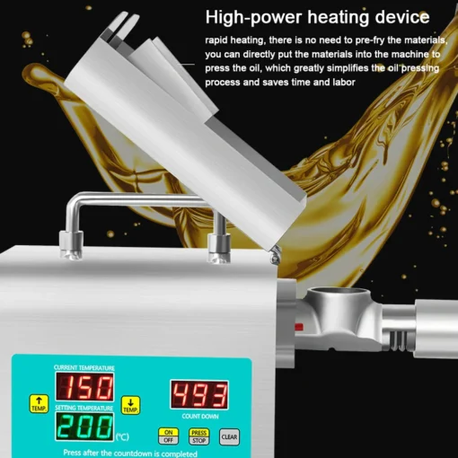 110V/220V Automatic Cold Press Oil Machine Sunflower Seeds Olive Oil Extractor Intelligent Digital Dispaly – Image 4