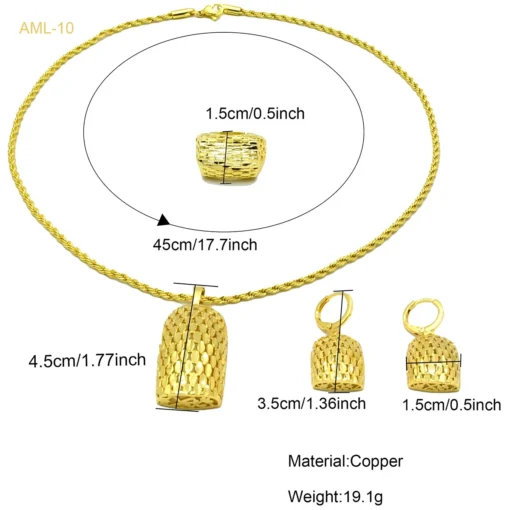 Dubai 24k Gold Color Necklace Sets for Women Ethiopian African Bridal Pendant Jewelry Set Indian Jewellery Party Gifts – Image 5