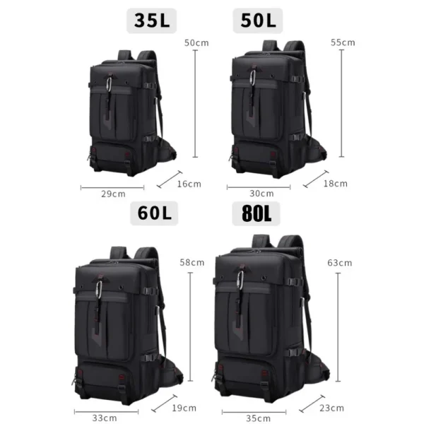 Men 35/50/60/80L Travel Backpack Laptop Business Dual Use Backpack Expandable USB Port Bag Large Capacity Waterproof Backpack – Image 5